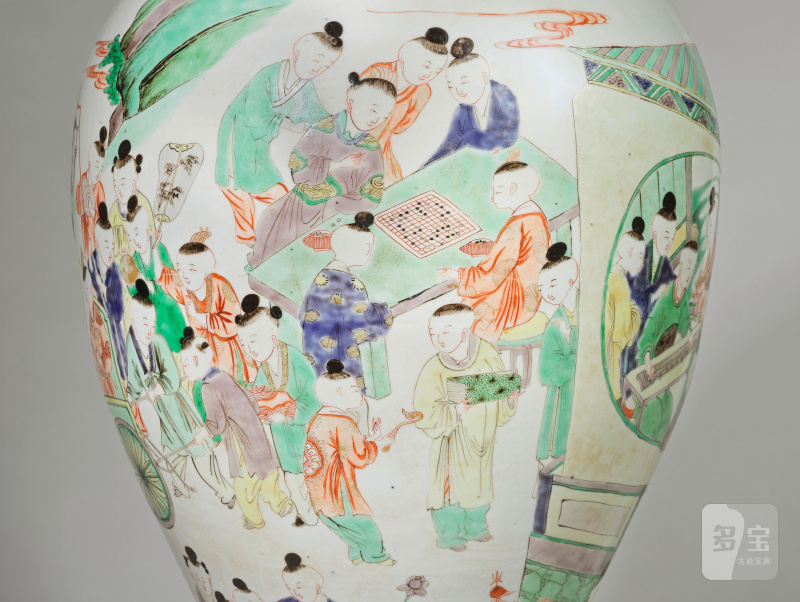 清康熙 五彩百子圖鳳尾尊 | IMPORTANT ET RARE GRAND VASE YENYEN EN PORCELAINE DE LA FAMILLE VERTE - 图25